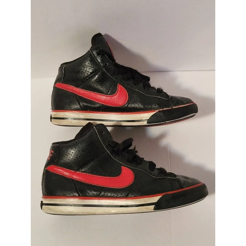 Nike Air High Tops Size Kid's 12.5 Black And Red